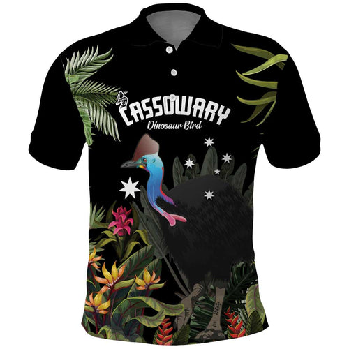 Personalised Australia Cassowary Polo Shirt Dinosaur Bird - Rainforest Vibes
