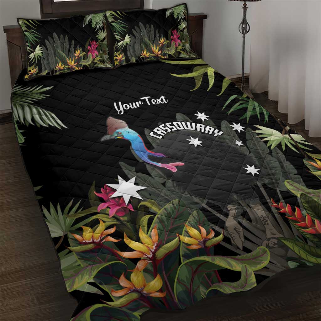 Personalised Australia Cassowary Quilt Bed Set Dinosaur Bird - Rainforest Vibes