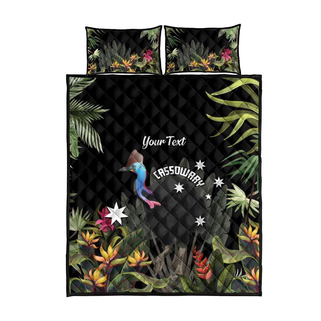 Personalised Australia Cassowary Quilt Bed Set Dinosaur Bird - Rainforest Vibes