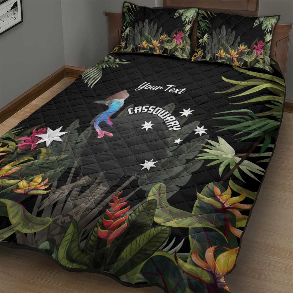Personalised Australia Cassowary Quilt Bed Set Dinosaur Bird - Rainforest Vibes