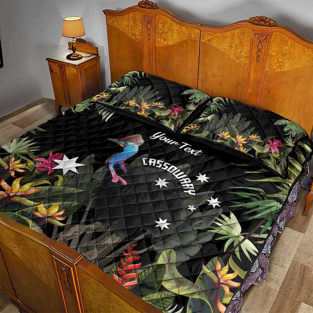 Personalised Australia Cassowary Quilt Bed Set Dinosaur Bird - Rainforest Vibes