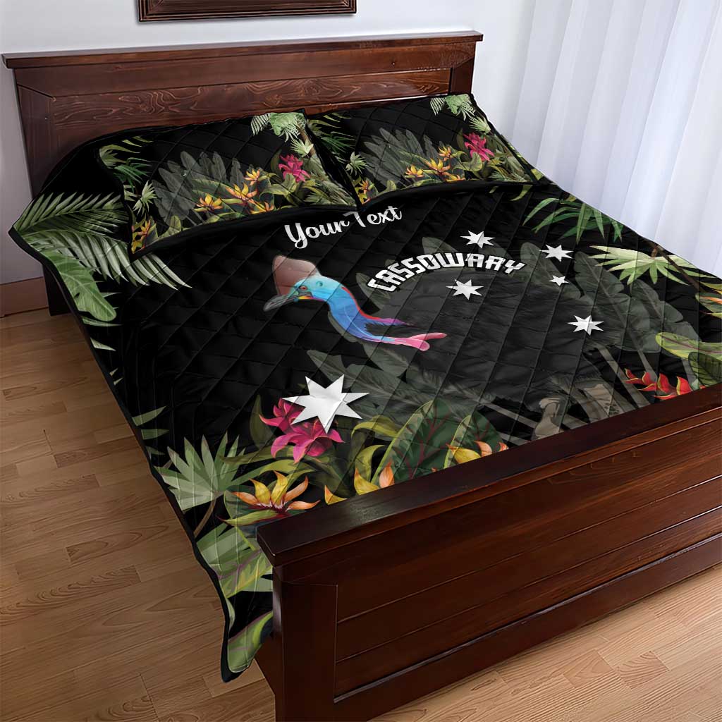 Personalised Australia Cassowary Quilt Bed Set Dinosaur Bird - Rainforest Vibes