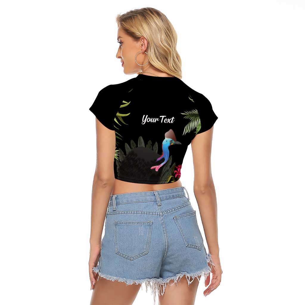 Personalised Australia Cassowary Raglan Cropped T Shirt Dinosaur Bird - Rainforest Vibes
