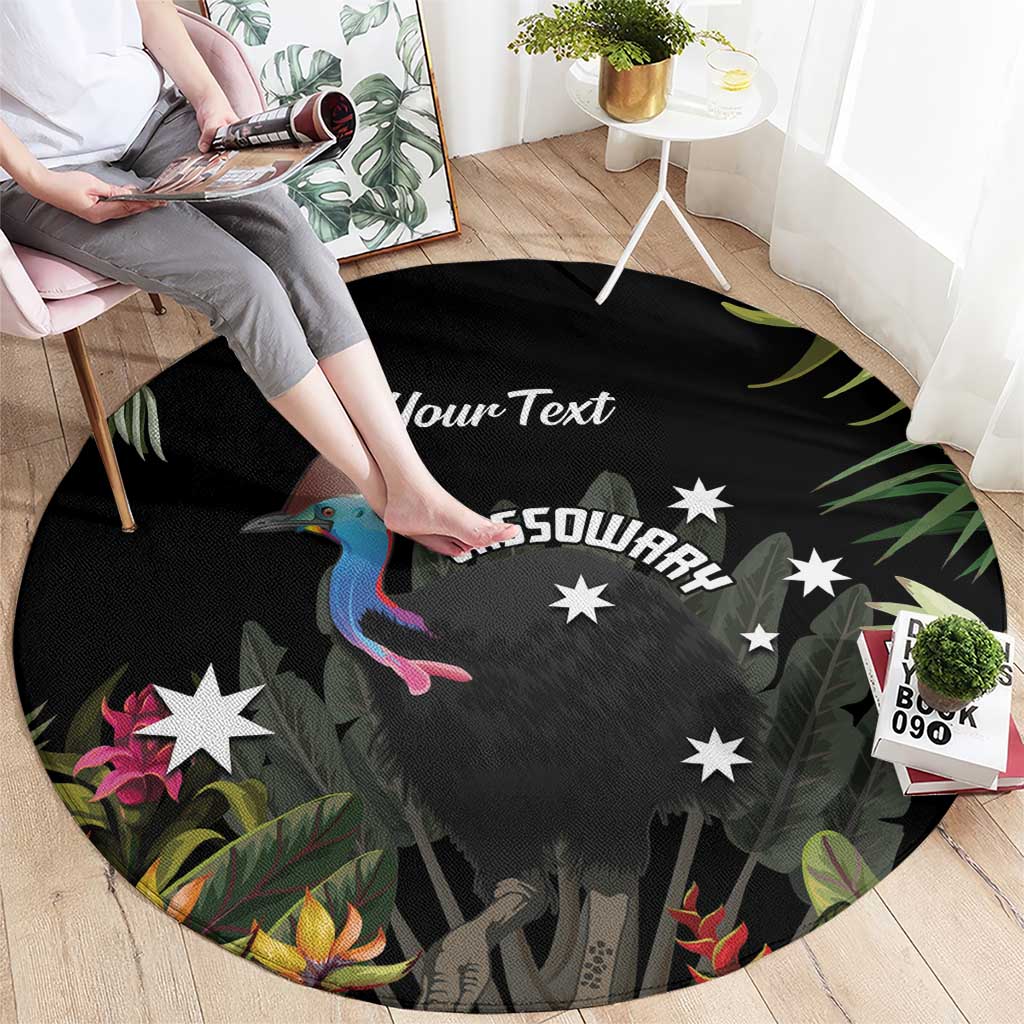 Personalised Australia Cassowary Round Carpet Dinosaur Bird - Rainforest Vibes
