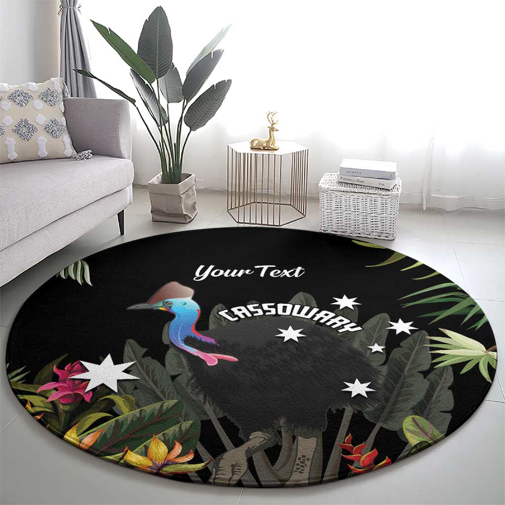 Personalised Australia Cassowary Round Carpet Dinosaur Bird - Rainforest Vibes