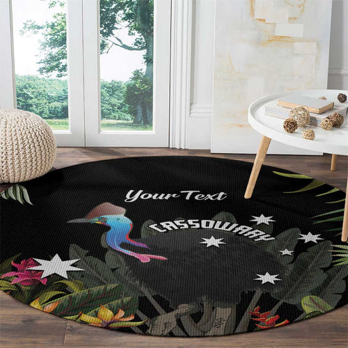 Personalised Australia Cassowary Round Carpet Dinosaur Bird - Rainforest Vibes
