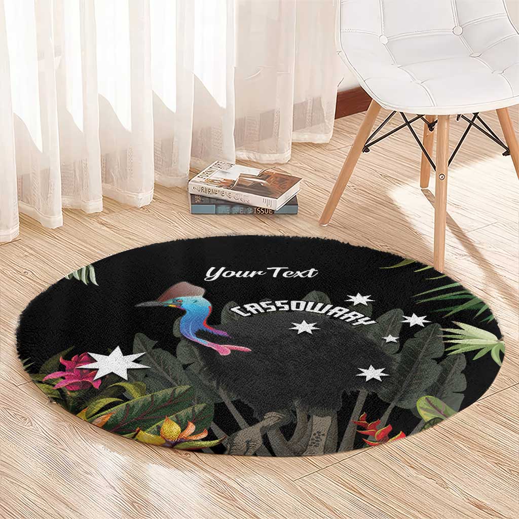 Personalised Australia Cassowary Round Carpet Dinosaur Bird - Rainforest Vibes