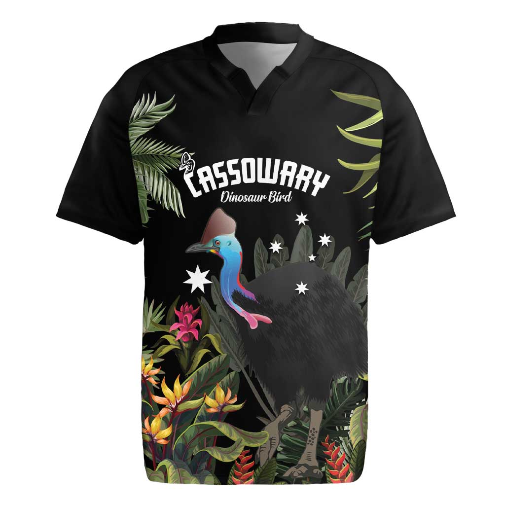 Personalised Australia Cassowary Rugby Jersey Dinosaur Bird - Rainforest Vibes