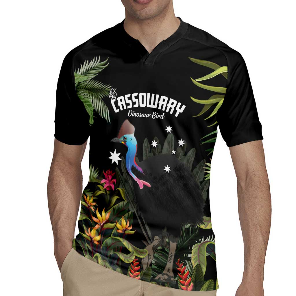 Personalised Australia Cassowary Rugby Jersey Dinosaur Bird - Rainforest Vibes