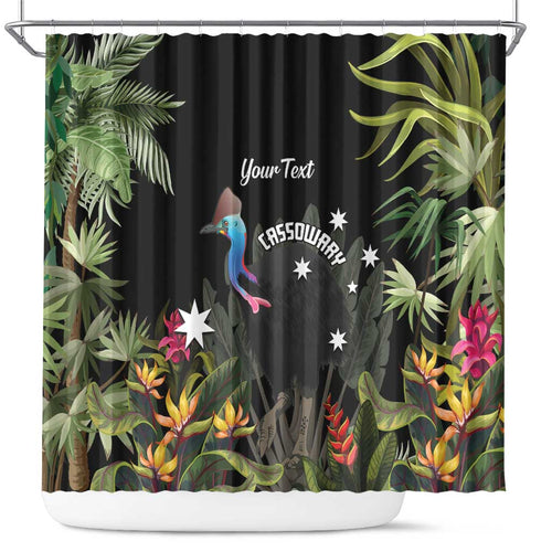 Personalised Australia Cassowary Shower Curtain Dinosaur Bird - Rainforest Vibes