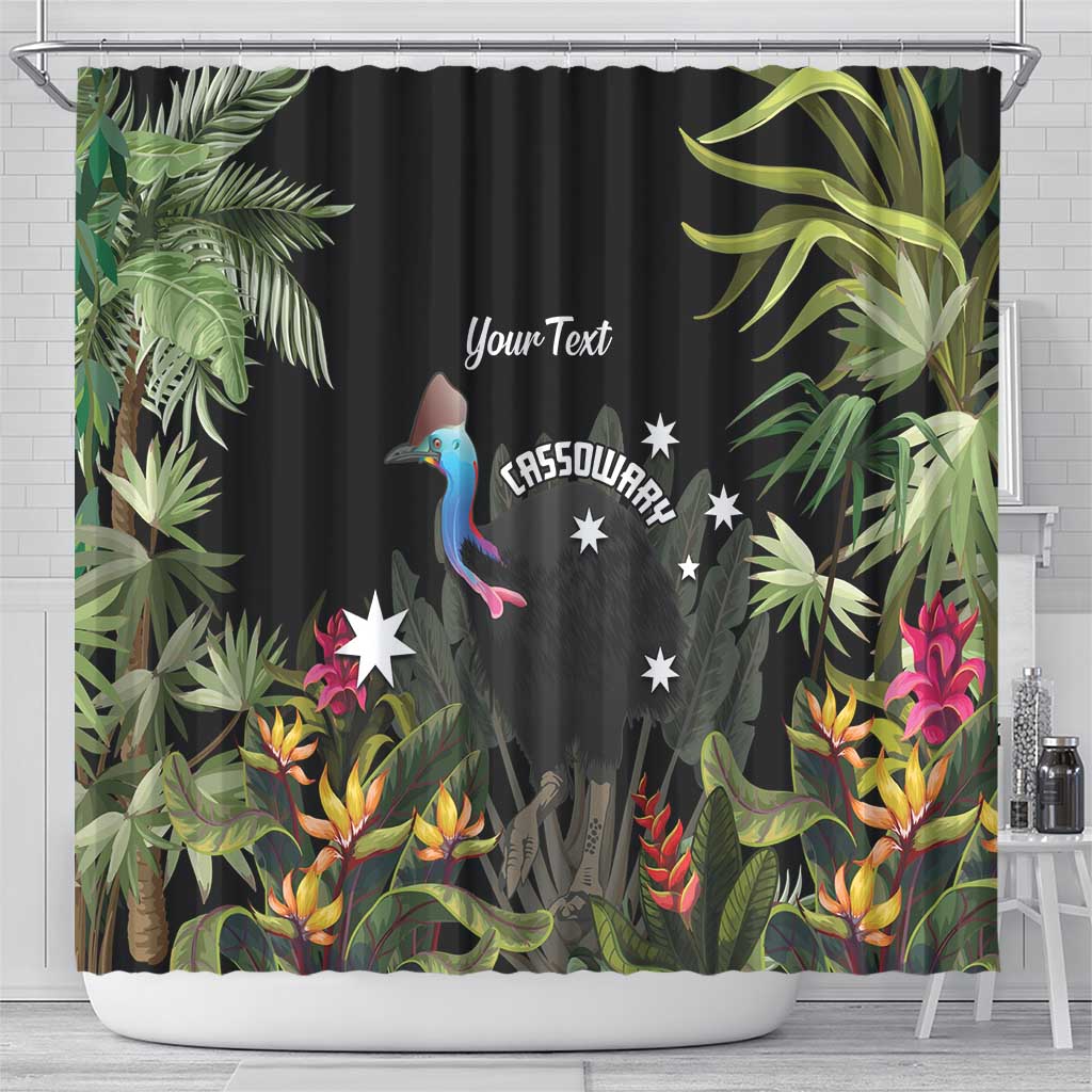 Personalised Australia Cassowary Shower Curtain Dinosaur Bird - Rainforest Vibes