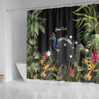 Personalised Australia Cassowary Shower Curtain Dinosaur Bird - Rainforest Vibes