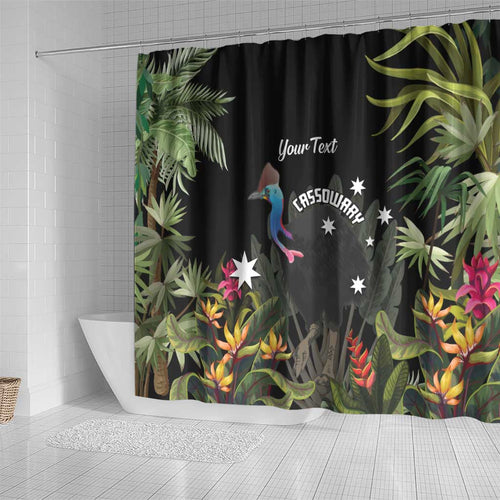 Personalised Australia Cassowary Shower Curtain Dinosaur Bird - Rainforest Vibes