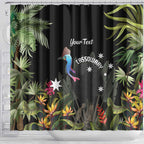 Personalised Australia Cassowary Shower Curtain Dinosaur Bird - Rainforest Vibes