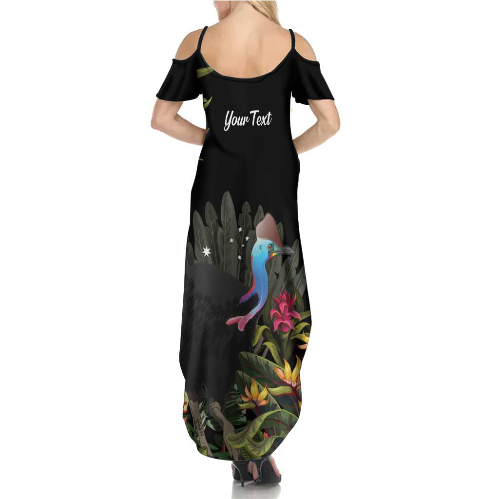 Personalised Australia Cassowary Summer Maxi Dress Dinosaur Bird - Rainforest Vibes