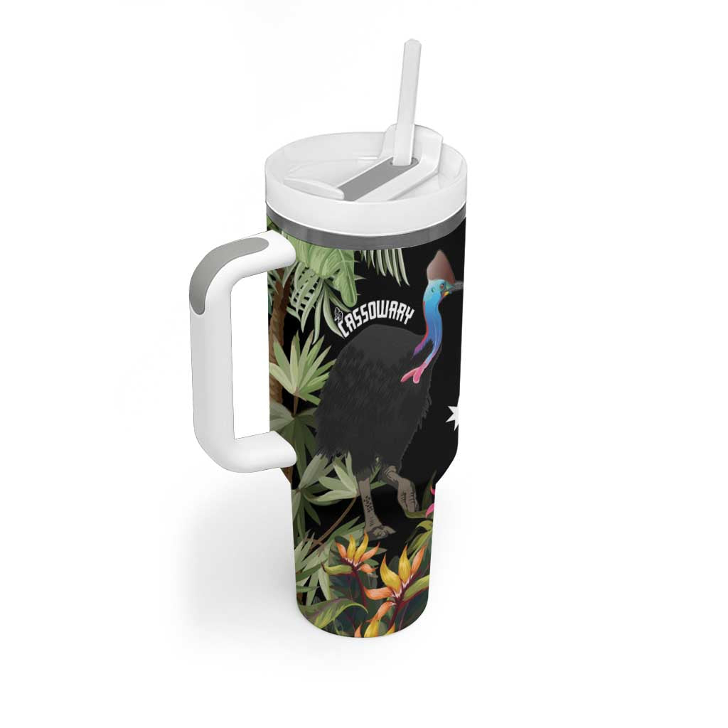 Personalised Australia Cassowary Tumbler With Handle Dinosaur Bird - Rainforest Vibes