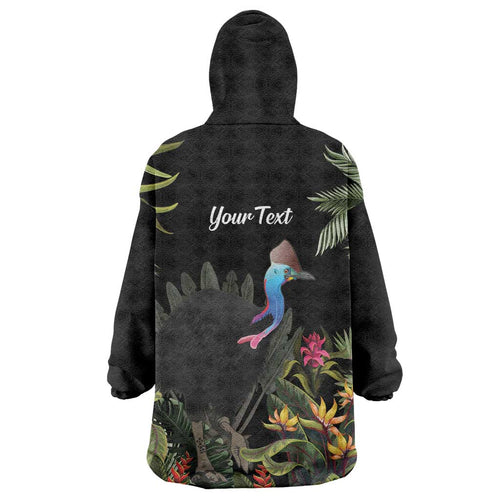 Personalised Australia Cassowary Wearable Blanket Hoodie Dinosaur Bird - Rainforest Vibes