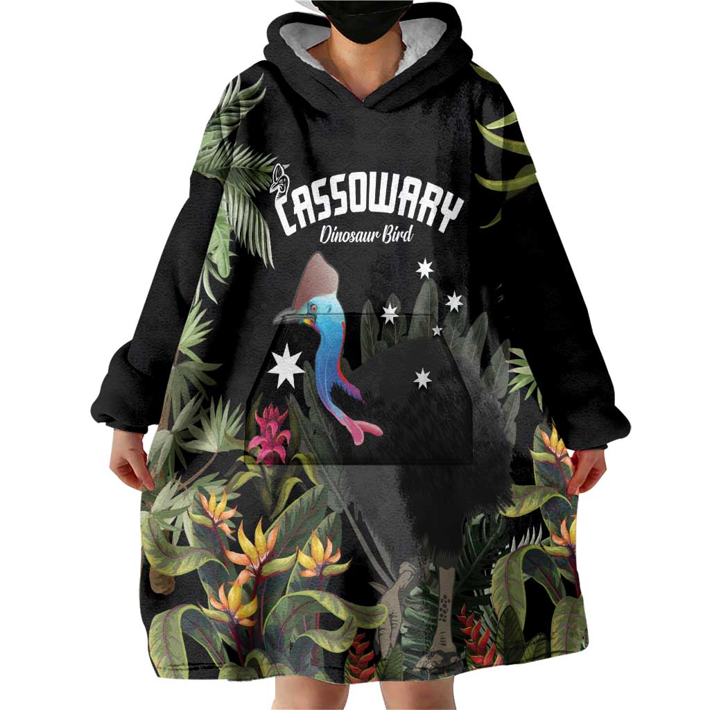 Personalised Australia Cassowary Wearable Blanket Hoodie Dinosaur Bird - Rainforest Vibes