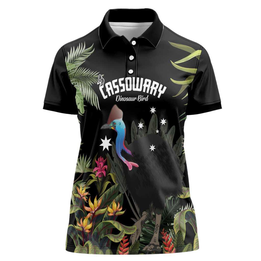 Personalised Australia Cassowary Women Polo Shirt Dinosaur Bird - Rainforest Vibes