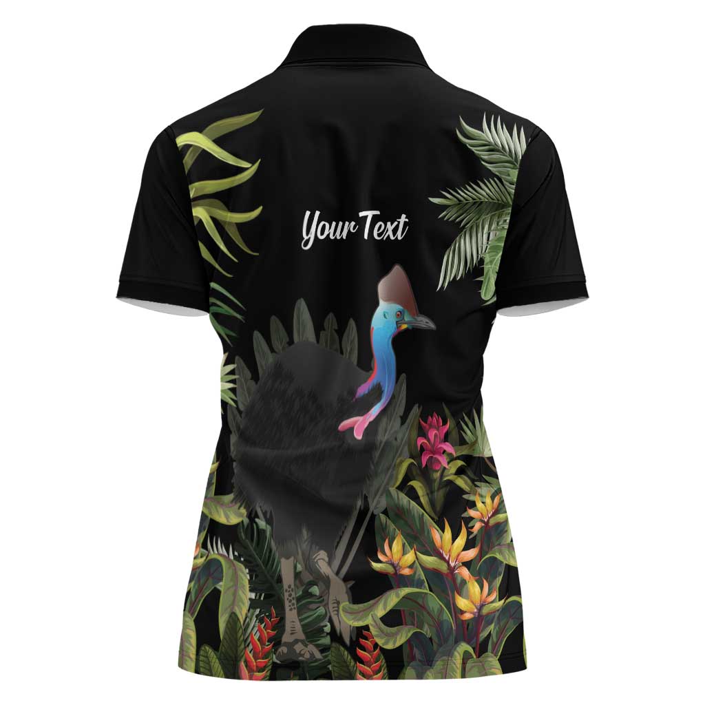 Personalised Australia Cassowary Women Polo Shirt Dinosaur Bird - Rainforest Vibes