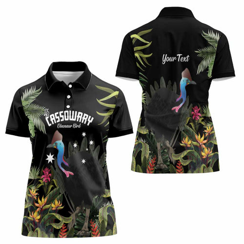 Personalised Australia Cassowary Women Polo Shirt Dinosaur Bird - Rainforest Vibes