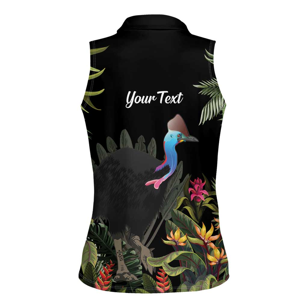 Personalised Australia Cassowary Women Sleeveless Polo Shirt Dinosaur Bird - Rainforest Vibes
