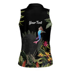 Personalised Australia Cassowary Women Sleeveless Polo Shirt Dinosaur Bird - Rainforest Vibes