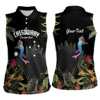Personalised Australia Cassowary Women Sleeveless Polo Shirt Dinosaur Bird - Rainforest Vibes