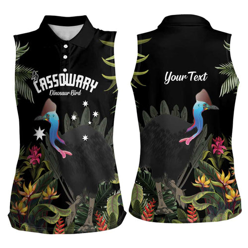 Personalised Australia Cassowary Women Sleeveless Polo Shirt Dinosaur Bird - Rainforest Vibes