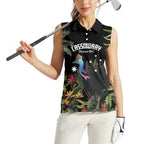 Personalised Australia Cassowary Women Sleeveless Polo Shirt Dinosaur Bird - Rainforest Vibes