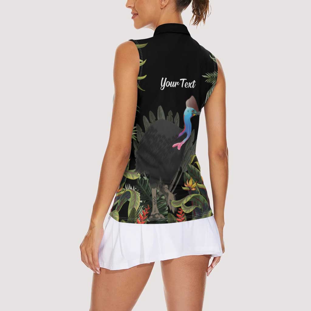 Personalised Australia Cassowary Women Sleeveless Polo Shirt Dinosaur Bird - Rainforest Vibes