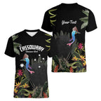 Personalised Australia Cassowary Women V-Neck T-Shirt Dinosaur Bird - Rainforest Vibes