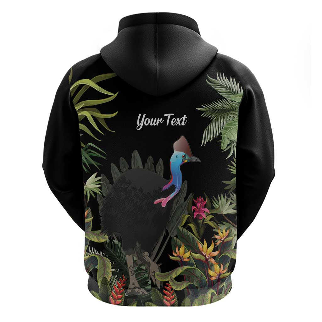 Personalised Australia Cassowary Zip Hoodie Dinosaur Bird - Rainforest Vibes