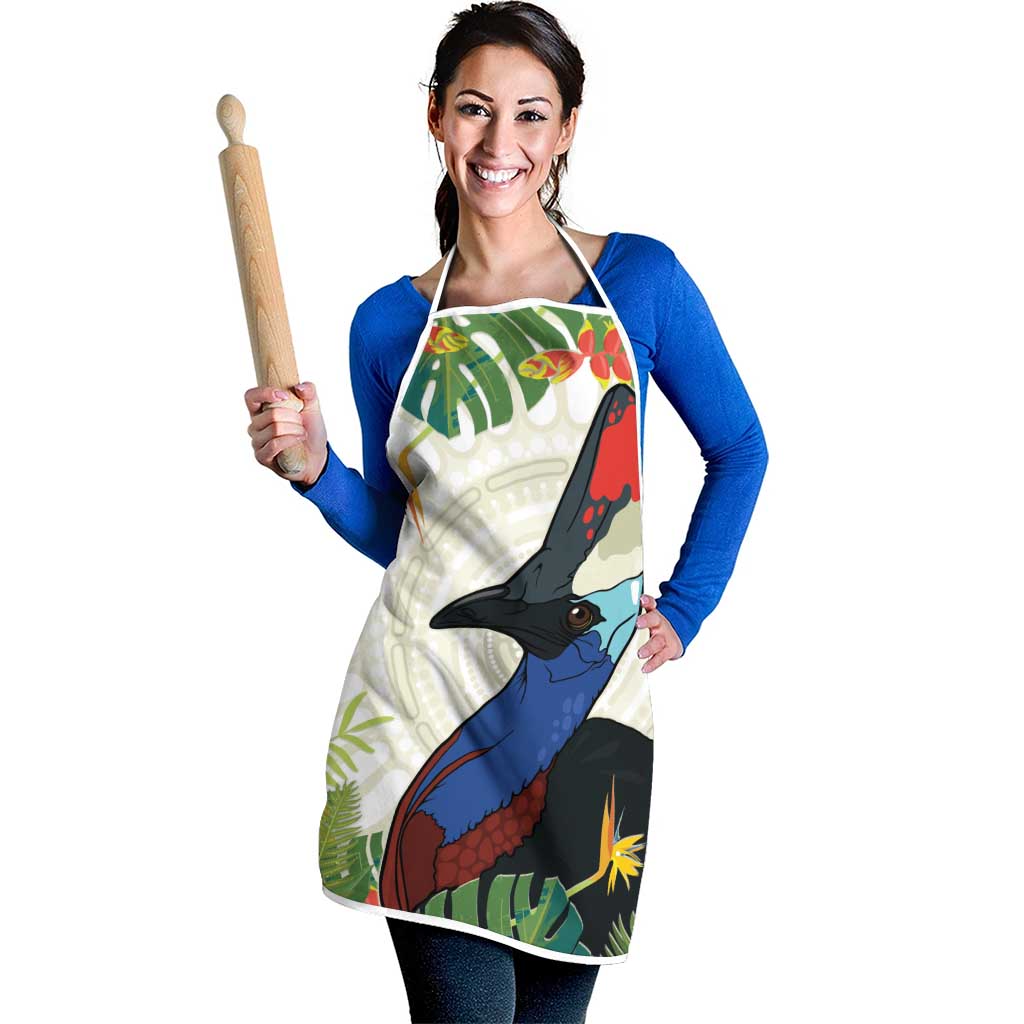 Cassowary Australia Apron Tropical Flowers Mix Aboriginal Art - Aussie Hoodie