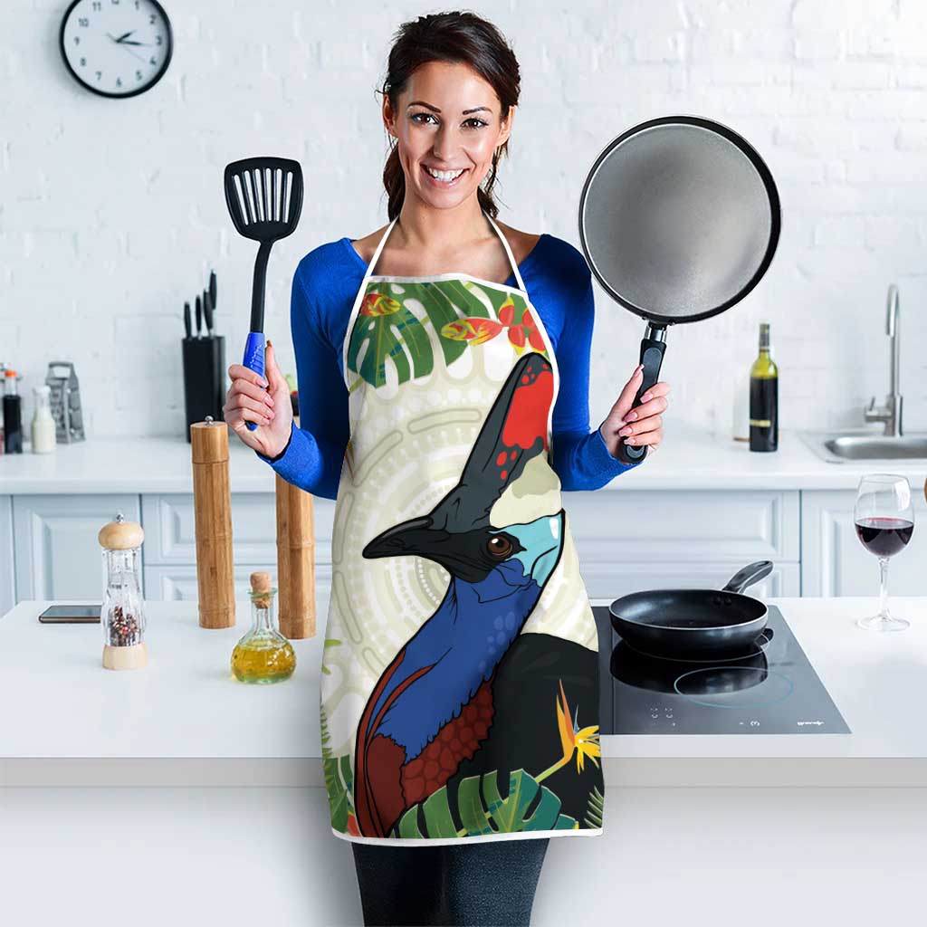 Cassowary Australia Apron Tropical Flowers Mix Aboriginal Art - Aussie Hoodie