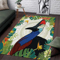 Cassowary Australia Area Rug Tropical Flowers Mix Aboriginal Art