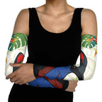 Cassowary Australia Arm Sleeves Tropical Flowers Mix Aboriginal Art - Aussie Hoodie