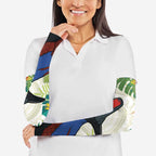 Cassowary Australia Arm Sleeves Tropical Flowers Mix Aboriginal Art - Aussie Hoodie