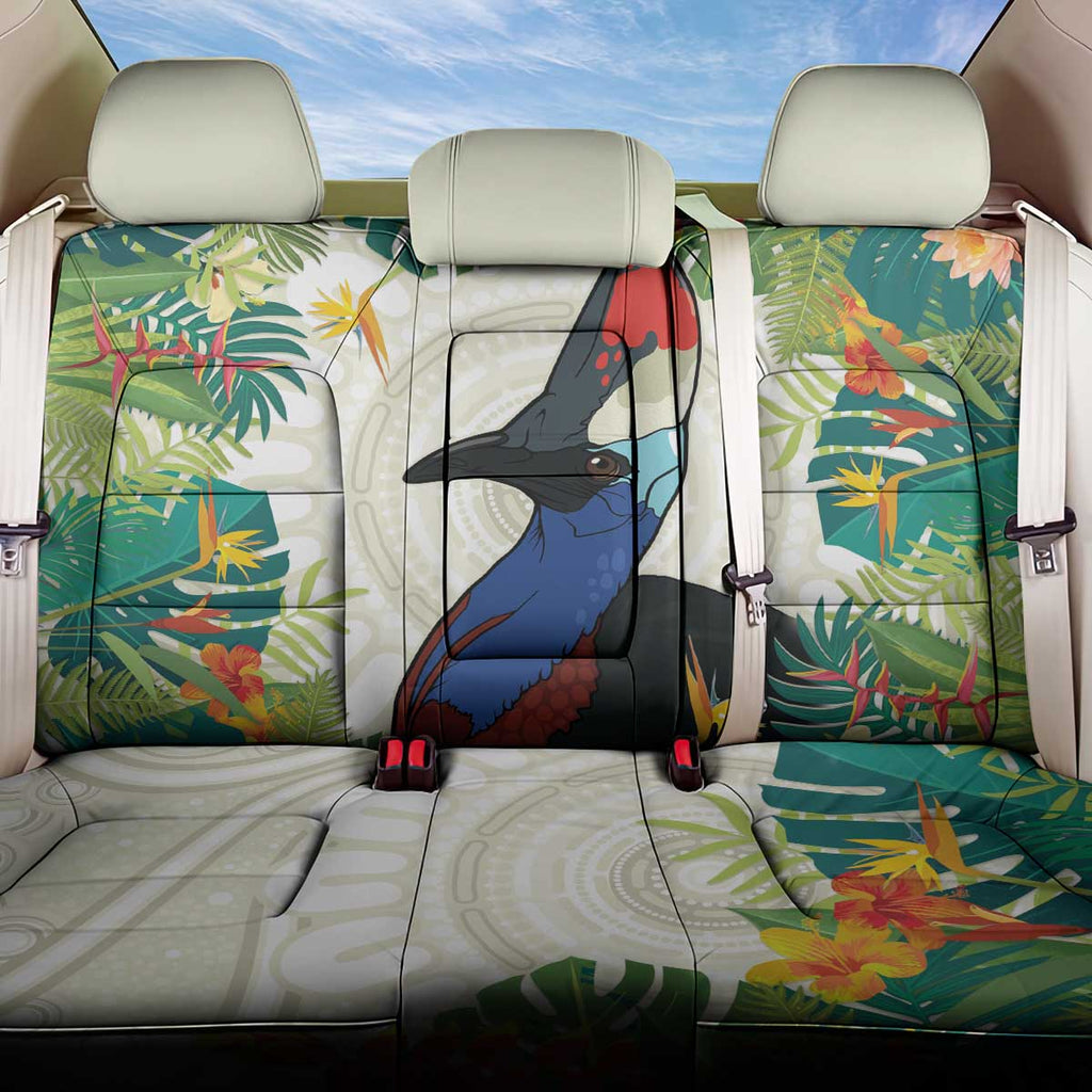 Cassowary Australia Back Car Seat Cover Tropical Flowers Mix Aboriginal Art