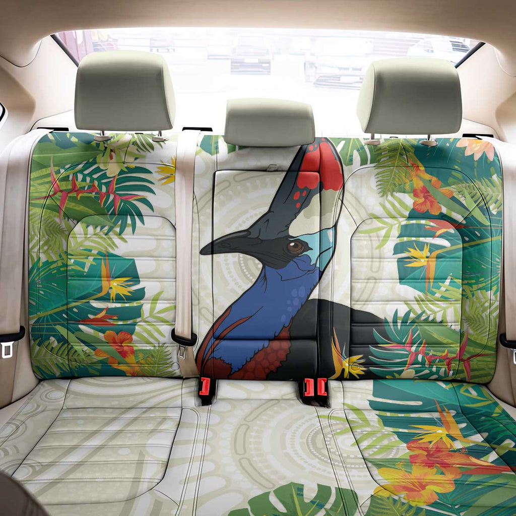 Cassowary Australia Back Car Seat Cover Tropical Flowers Mix Aboriginal Art