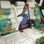 Cassowary Australia Back Car Seat Cover Tropical Flowers Mix Aboriginal Art