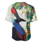 Cassowary Australia Baseball Jersey Tropical Flowers Mix Aboriginal Art