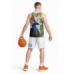 Cassowary Australia Basketball Jersey Tropical Flowers Mix Aboriginal Art - Aussie Hoodie