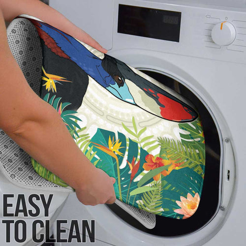 Cassowary Australia Bathroom Set Tropical Flowers Mix Aboriginal Art - Aussie Hoodie