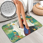 Cassowary Australia Bathroom Set Tropical Flowers Mix Aboriginal Art - Aussie Hoodie