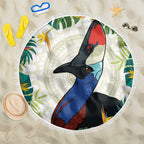 Cassowary Australia Beach Blanket Tropical Flowers Mix Aboriginal Art