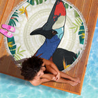 Cassowary Australia Beach Blanket Tropical Flowers Mix Aboriginal Art