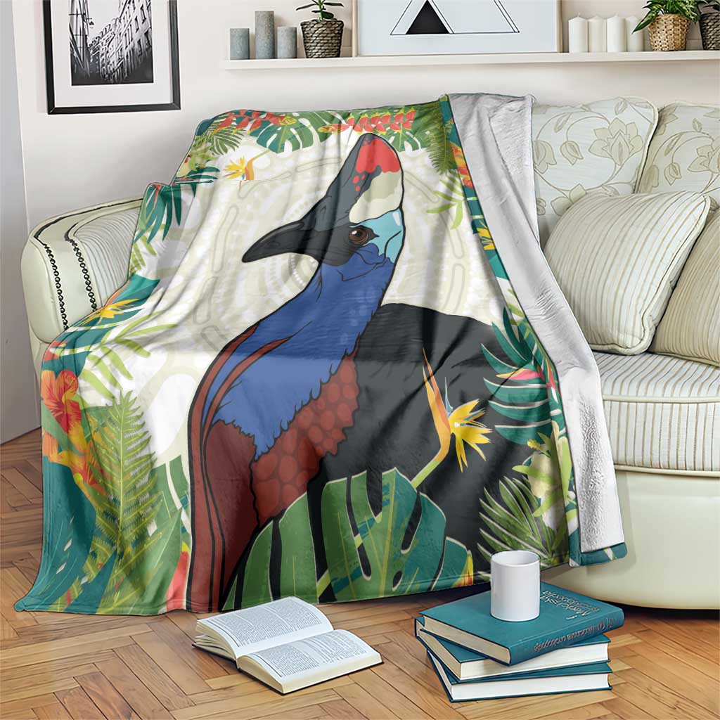 Cassowary Australia Blanket Tropical Flowers Mix Aboriginal Art