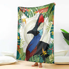 Cassowary Australia Blanket Tropical Flowers Mix Aboriginal Art