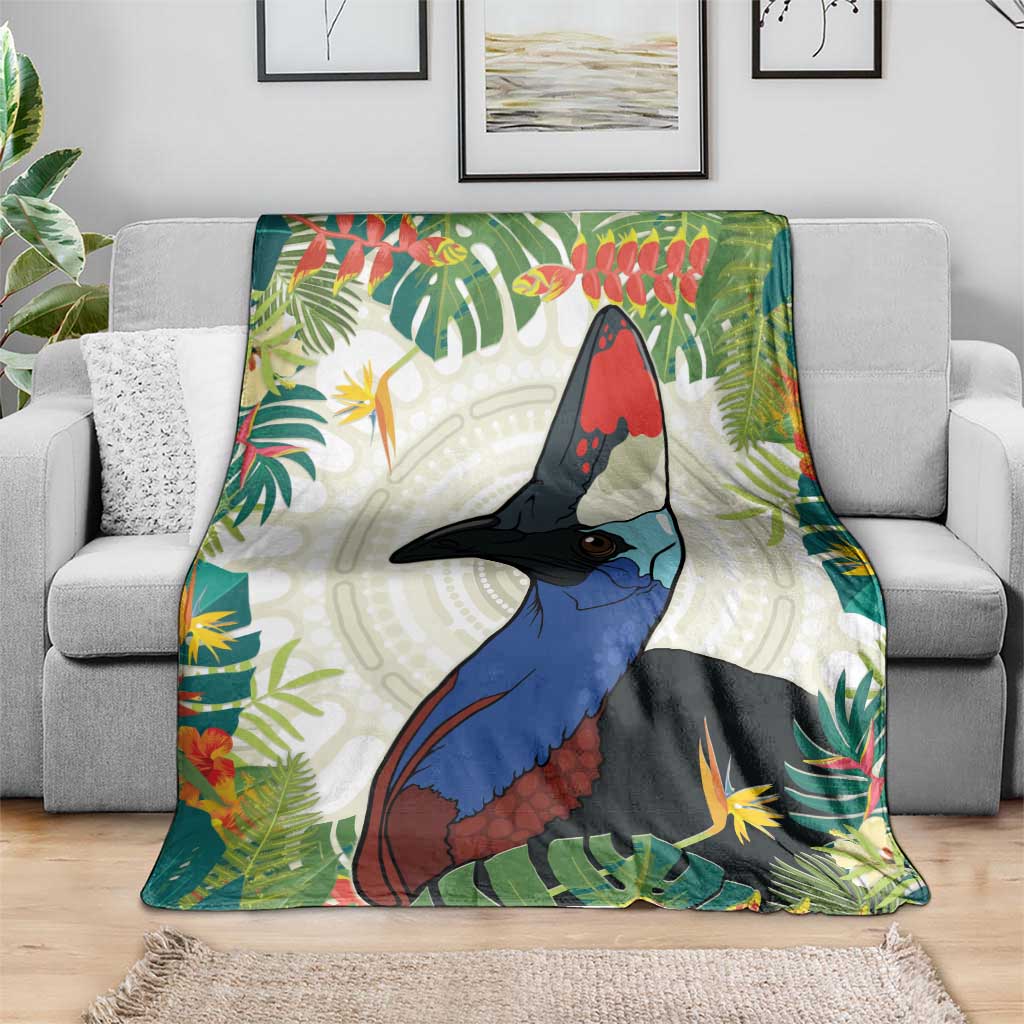 Cassowary Australia Blanket Tropical Flowers Mix Aboriginal Art